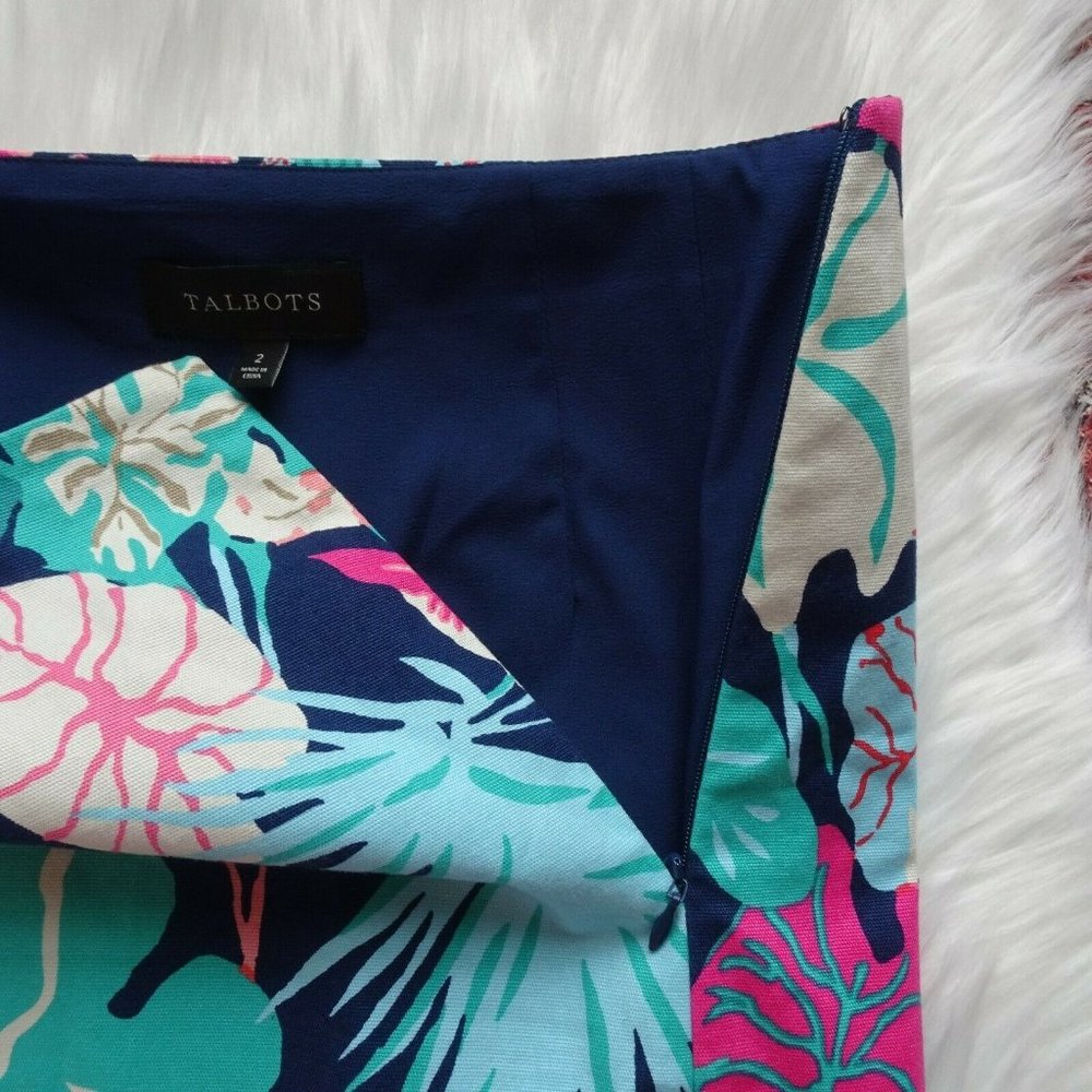 Talbots Women's Mini Skirt Short Tropical Leaves Resort Colorful Floral Size 2 - Picture 3 of 12